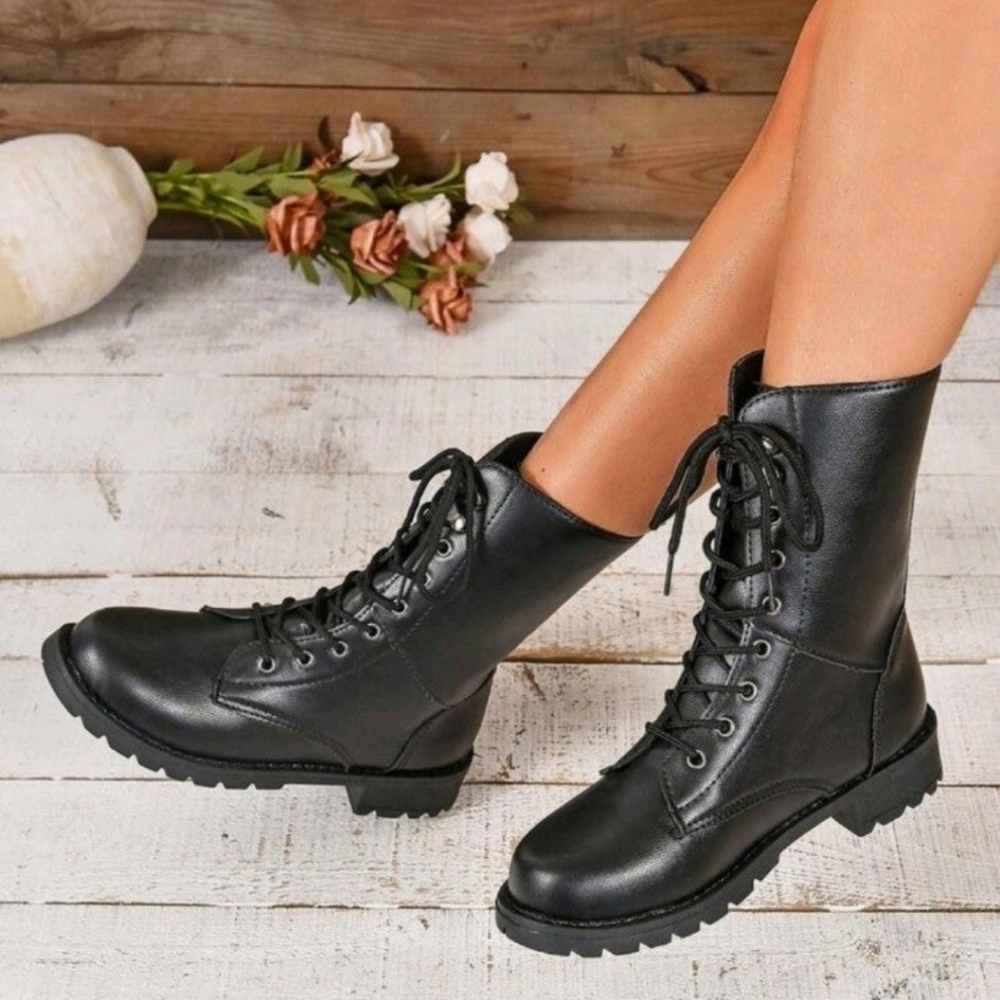 Laced Up Combat Boots